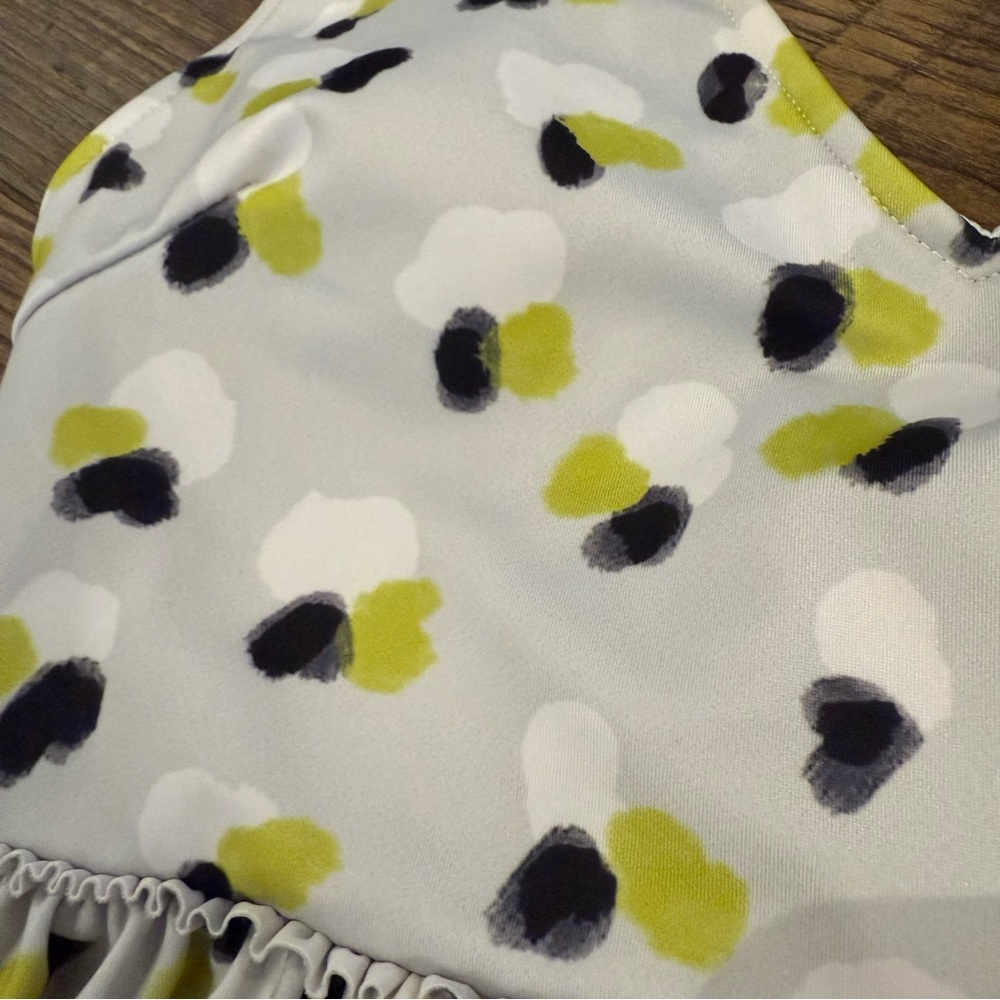 Albion Retro Swim Top - Black, White, Green Size XS